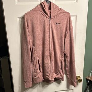 Nike Dri Fit Men’s Size Small Heathered Salmon Colored Full-Zip Hoodie